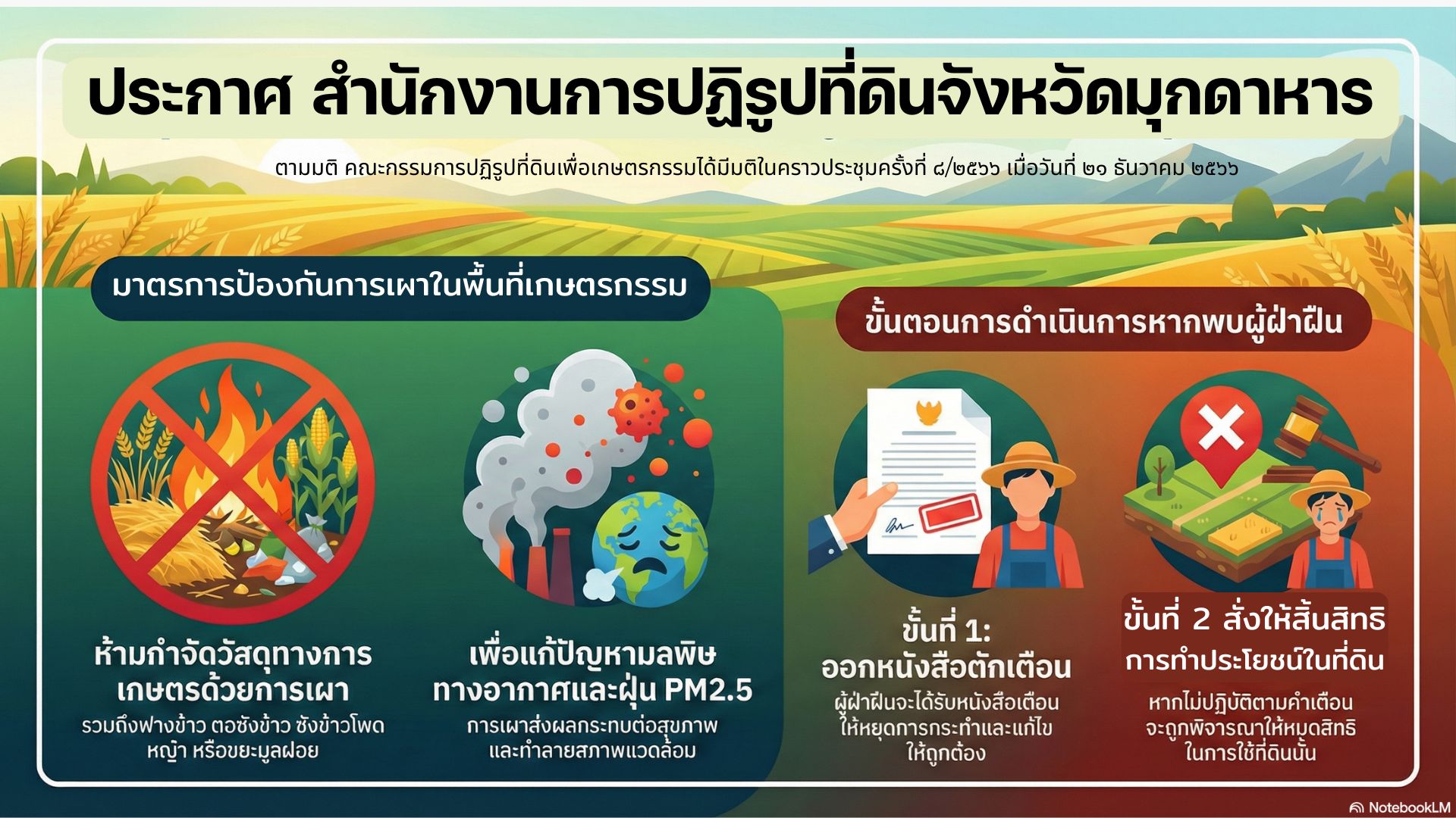 title - ประกาศกำหนดหน้าที่ให้เกษตรกรปฏิบัติเกี่ยวกับการเผาที่เกษตรในเขตปฏิรูปที่ดิน